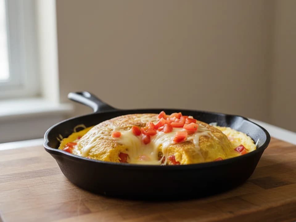 Омлет с сыром и помидорами