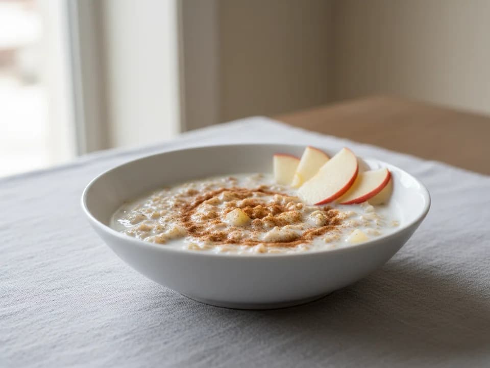 Овсянка с яблоком и корицей на молоке