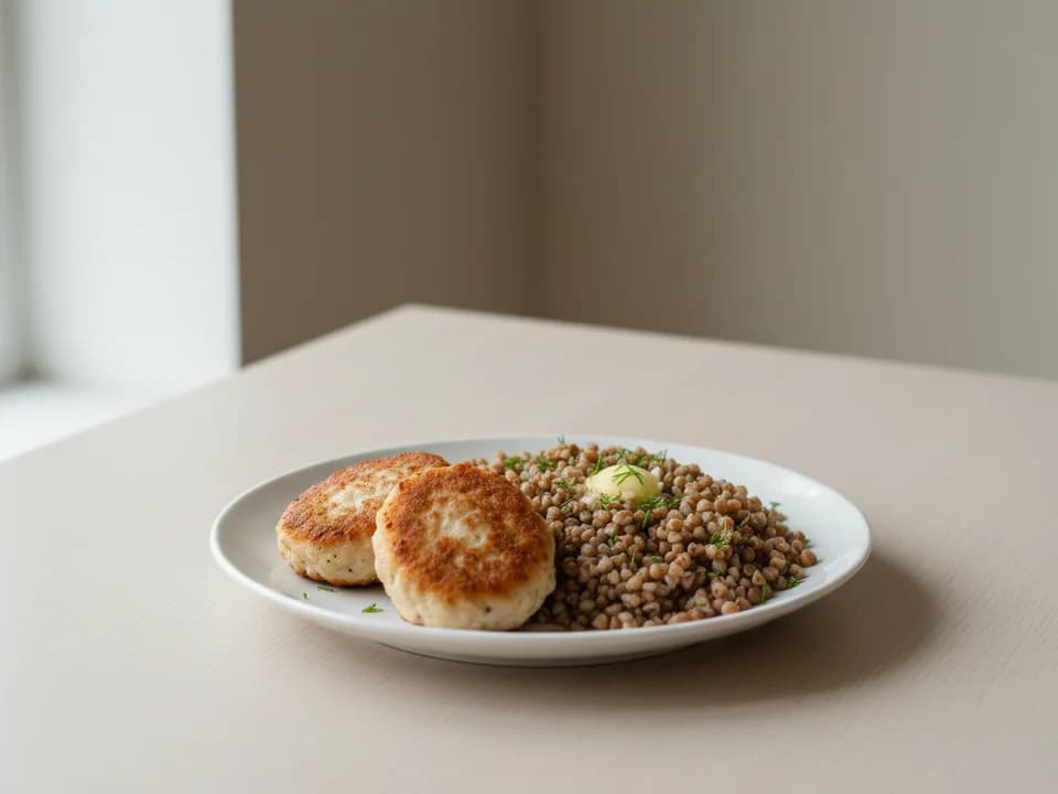 Куриные котлеты с гречкой