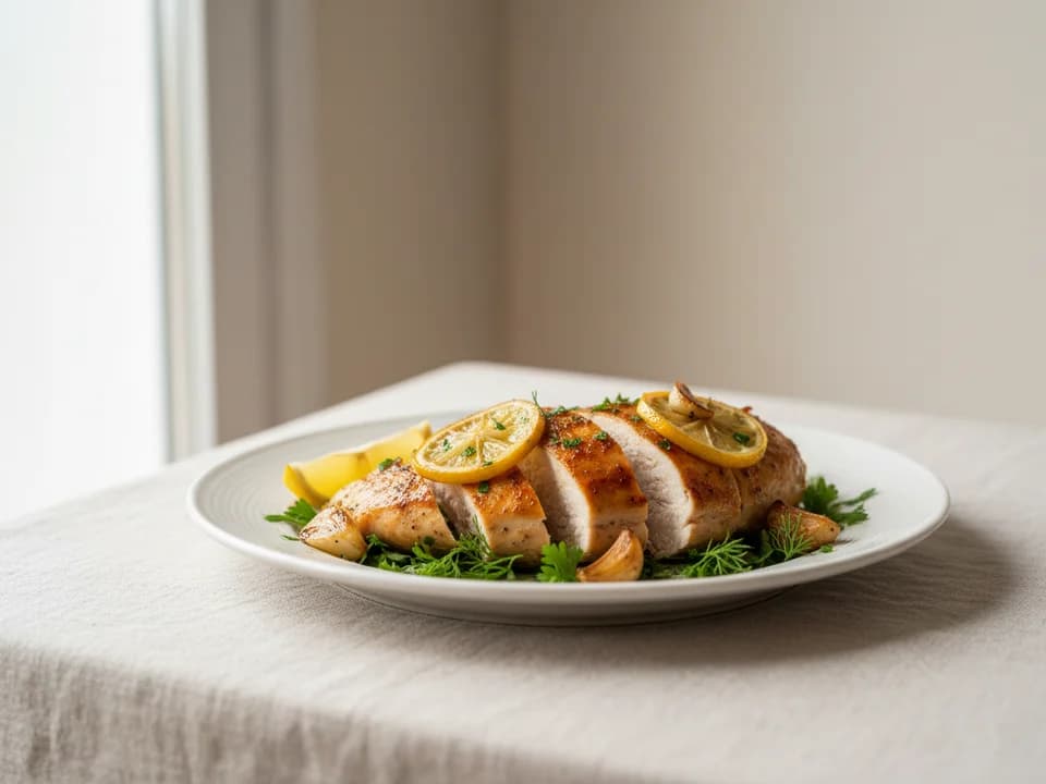 Ароматная курица с лимоном и чесноком