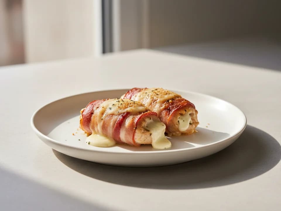 Домашнее куриные рулетики с беконом и сыром
