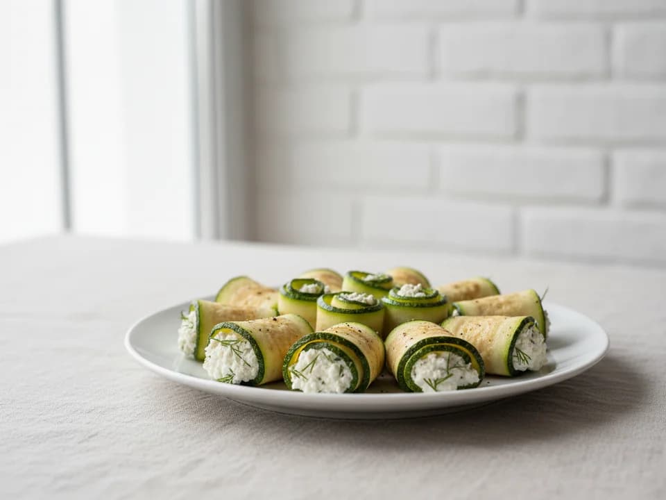 Кабачковые рулетики с творожной начинкой