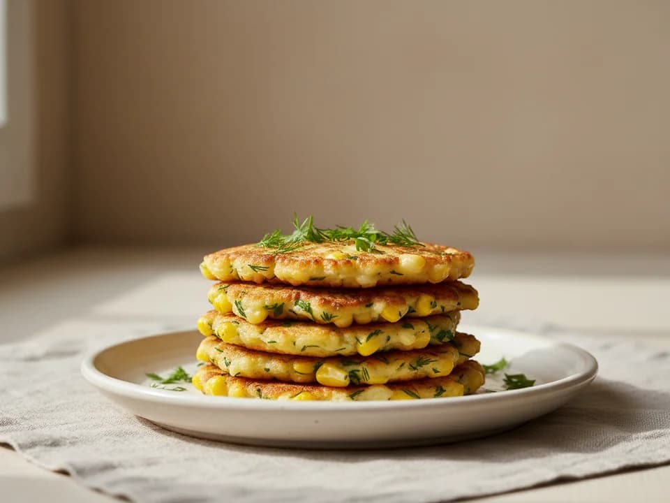 Кукурузные оладьи с сыром и зеленью