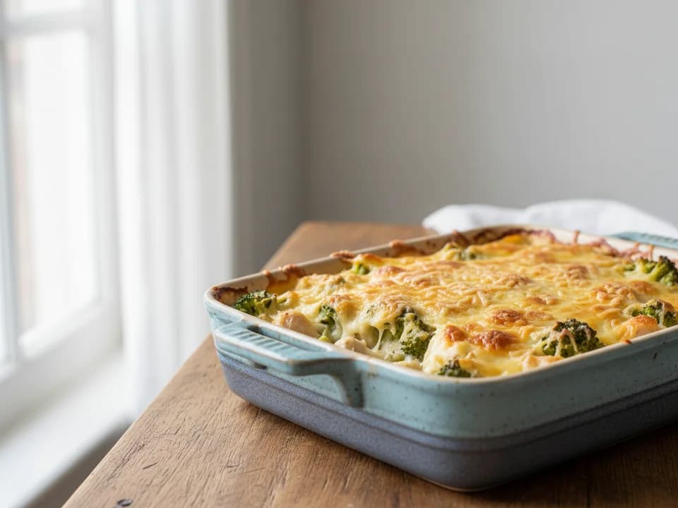 Куриная запеканка с брокколи и сыром
