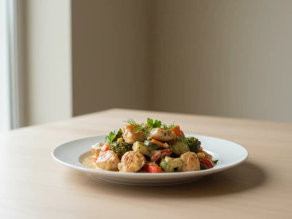 Куриное филе с овощами в сливочном соусе 2