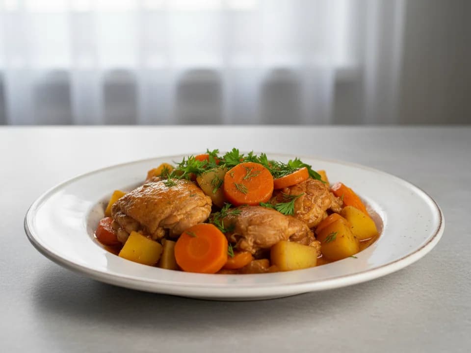 Куриное рагу с картофелем и морковью