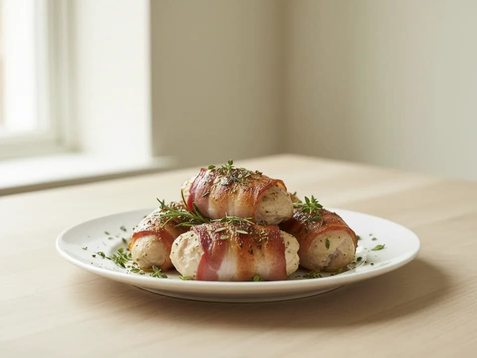 Куриные рулетики с беконом и травами