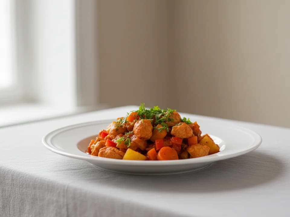Куриный гуляш с овощами и паприкой