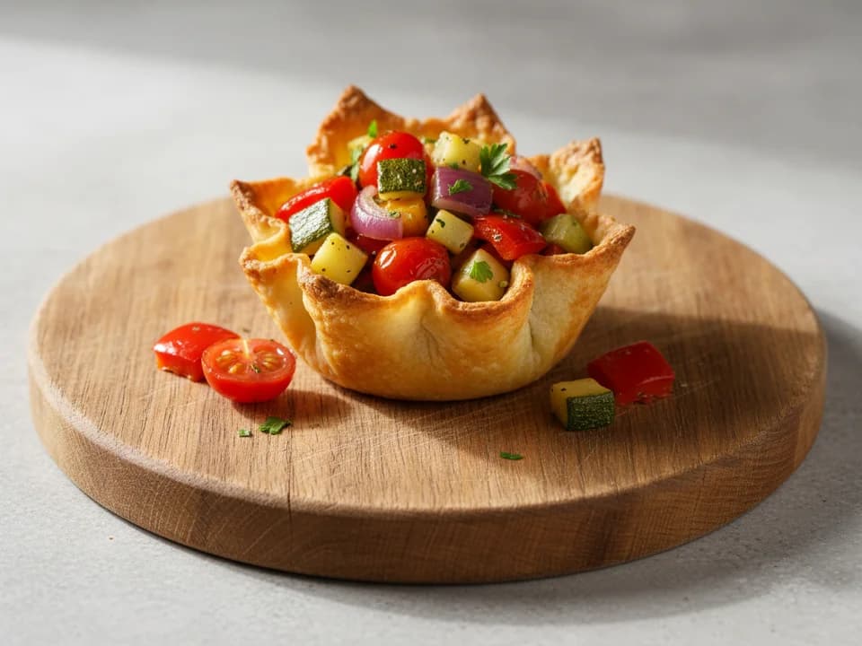 Лёгкие сырные корзиночки с овощами
