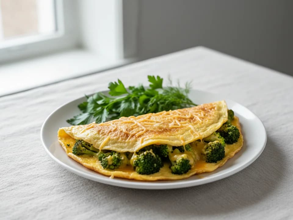 Лёгкий омлет с брокколи и сыром