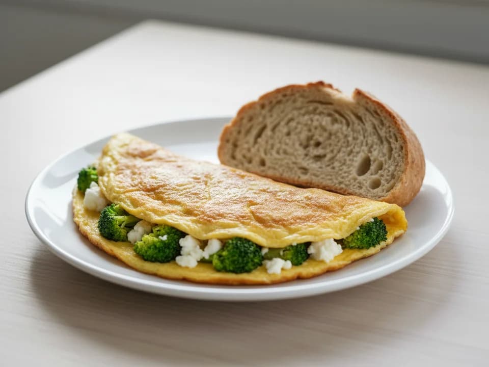 Омлет с брокколи и сыром фета