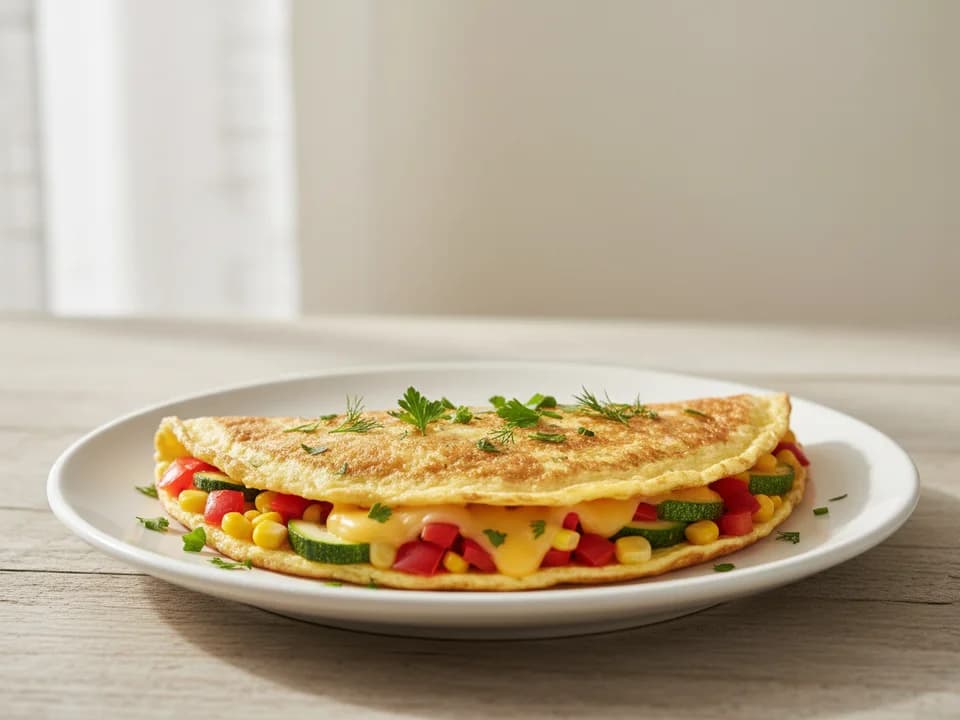Овощной омлет с сыром и зеленью