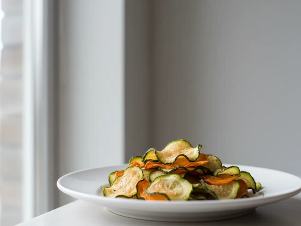 Овощные хрустящие чипсы из цукини и моркови