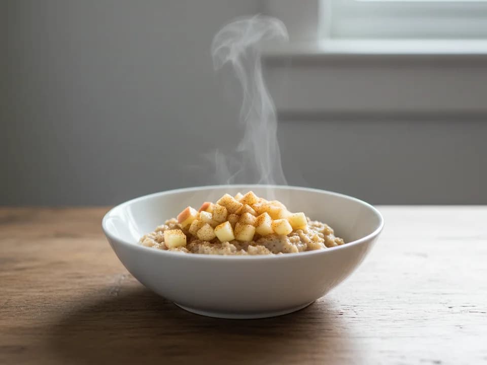Овсяная каша с яблоком и корицей