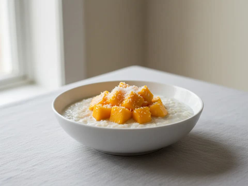 Рисовая каша с кокосовым молоком и манго