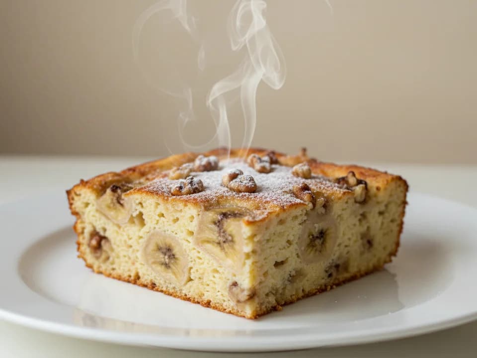 Творожная запеканка с бананом и орехами
