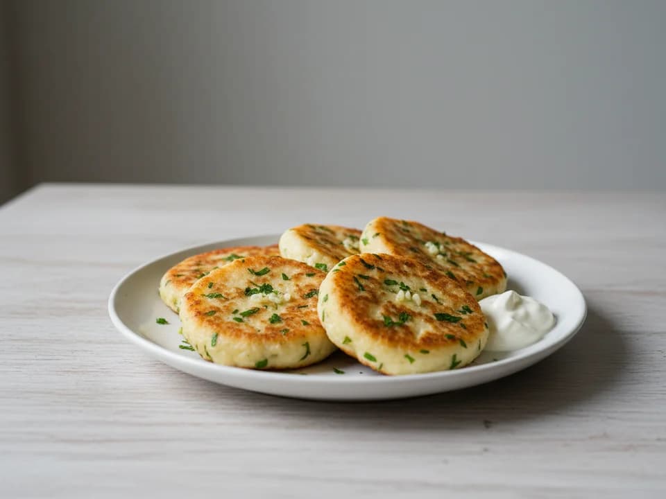 Творожные лепёшки с зеленью и чесноком