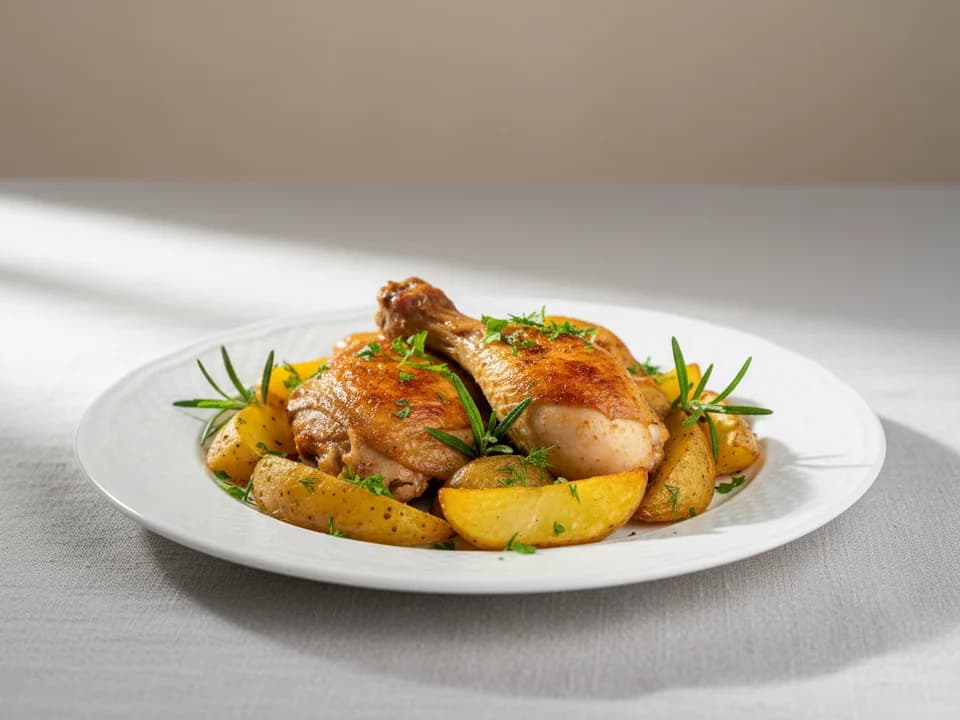 Запечённая курица с картофелем и розмарином