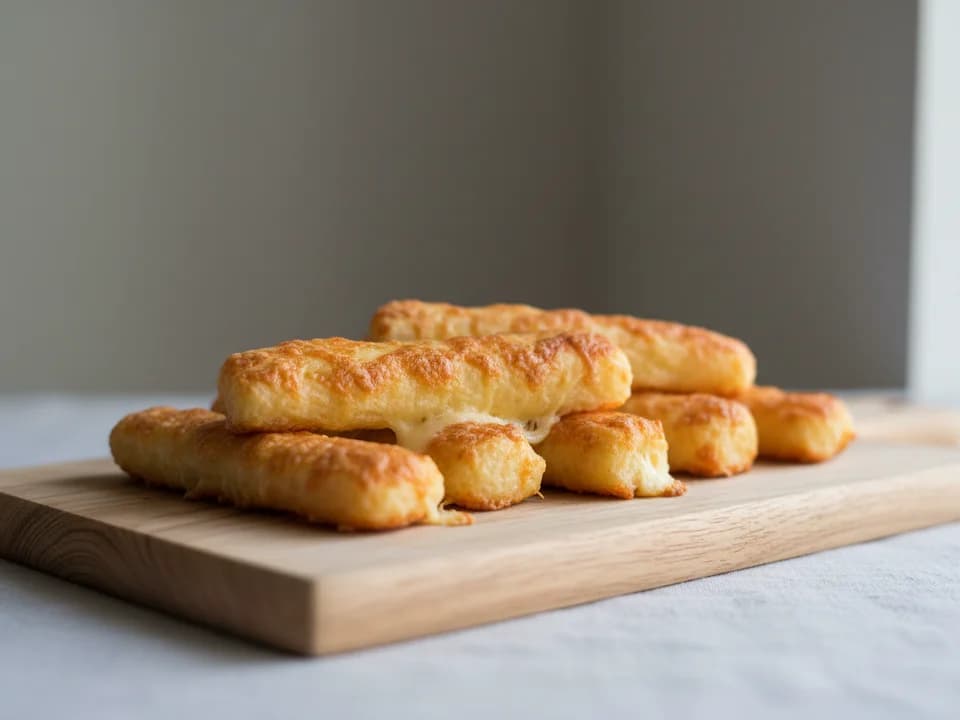 Запечённые сырные палочки с чесноком